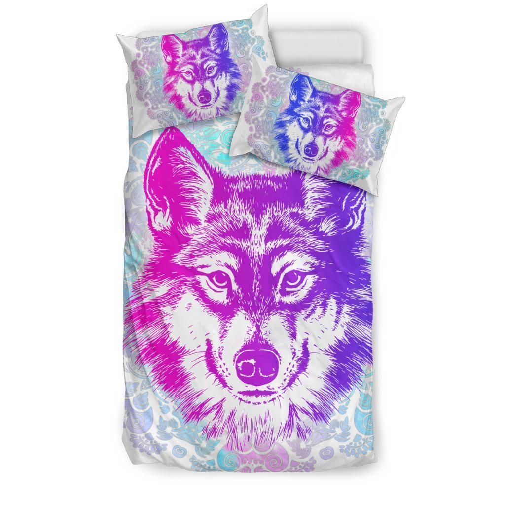 Purple And Pink Wolf Paisley Bedding Set