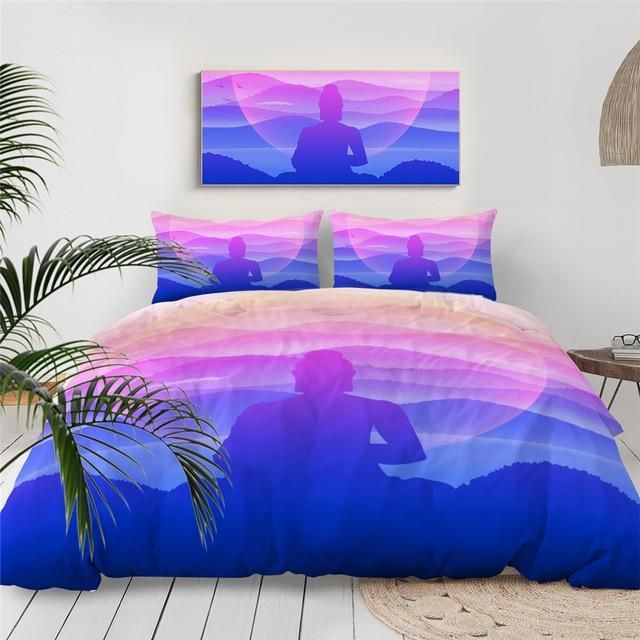 Purple Blue Buddha Radiance Bedding Set