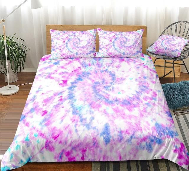 Purple Blue Tie Dye Bedding Set