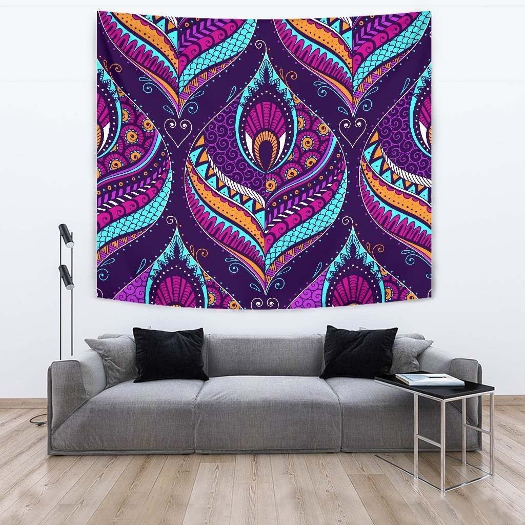 Purple Bohemian Peacock Feather CL17100112MDT Tapestry