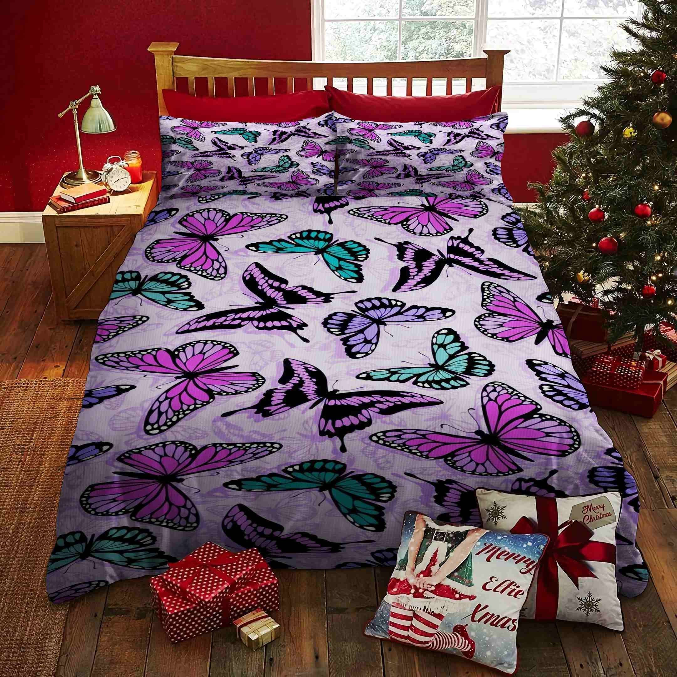 Purple Butterflies Bedding Set