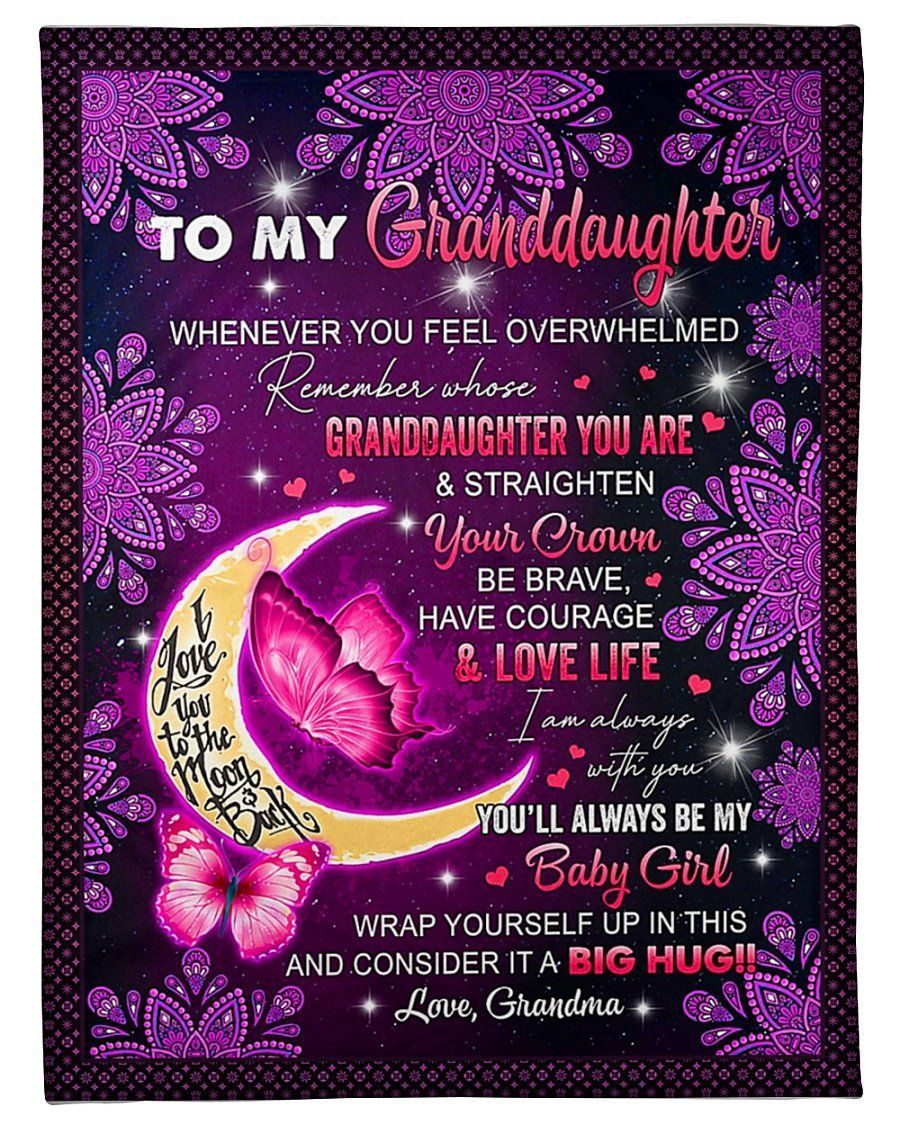 Purple Butterflies I Am Always With You To Granddaughter Fleece Blanket Fleece Blanket