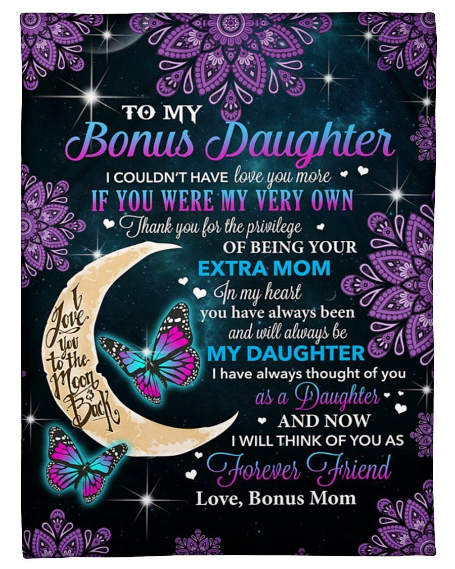 Purple Butterflies Moon To Bonus Daughter I Will Think Of You Fleece Blanket Fleece Blanket