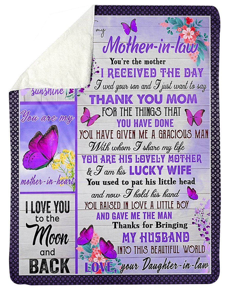 Purple Butterflies You’re My Sunshine To Mother In Law Fleece Blanket Sherpa Blanket