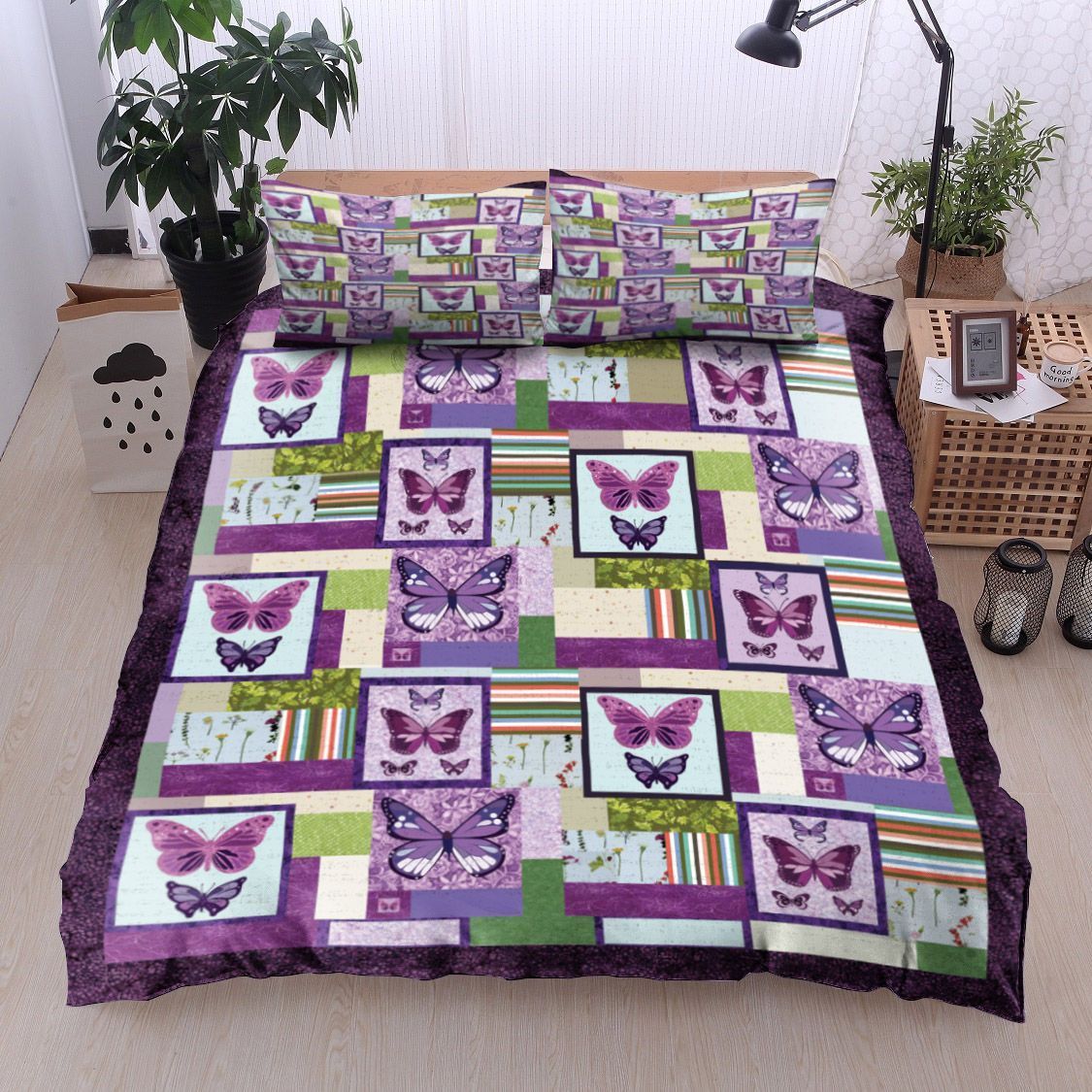 Purple Butterfly Bedding Set