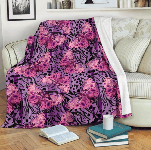 Purple Butterfly Sherpa Fleece Blanket