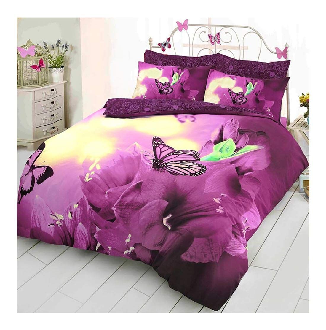 Purple Butterfly Bedding Set