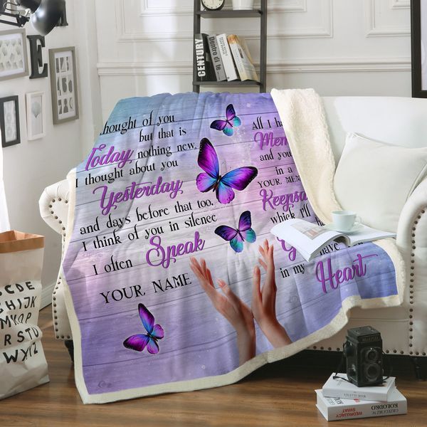 Purple Butterfly God In My Heart Sherpa Fleece Blanket