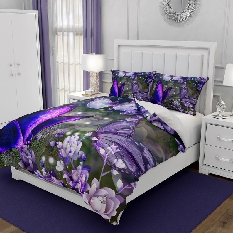 Purple Butterfly Bedding Set