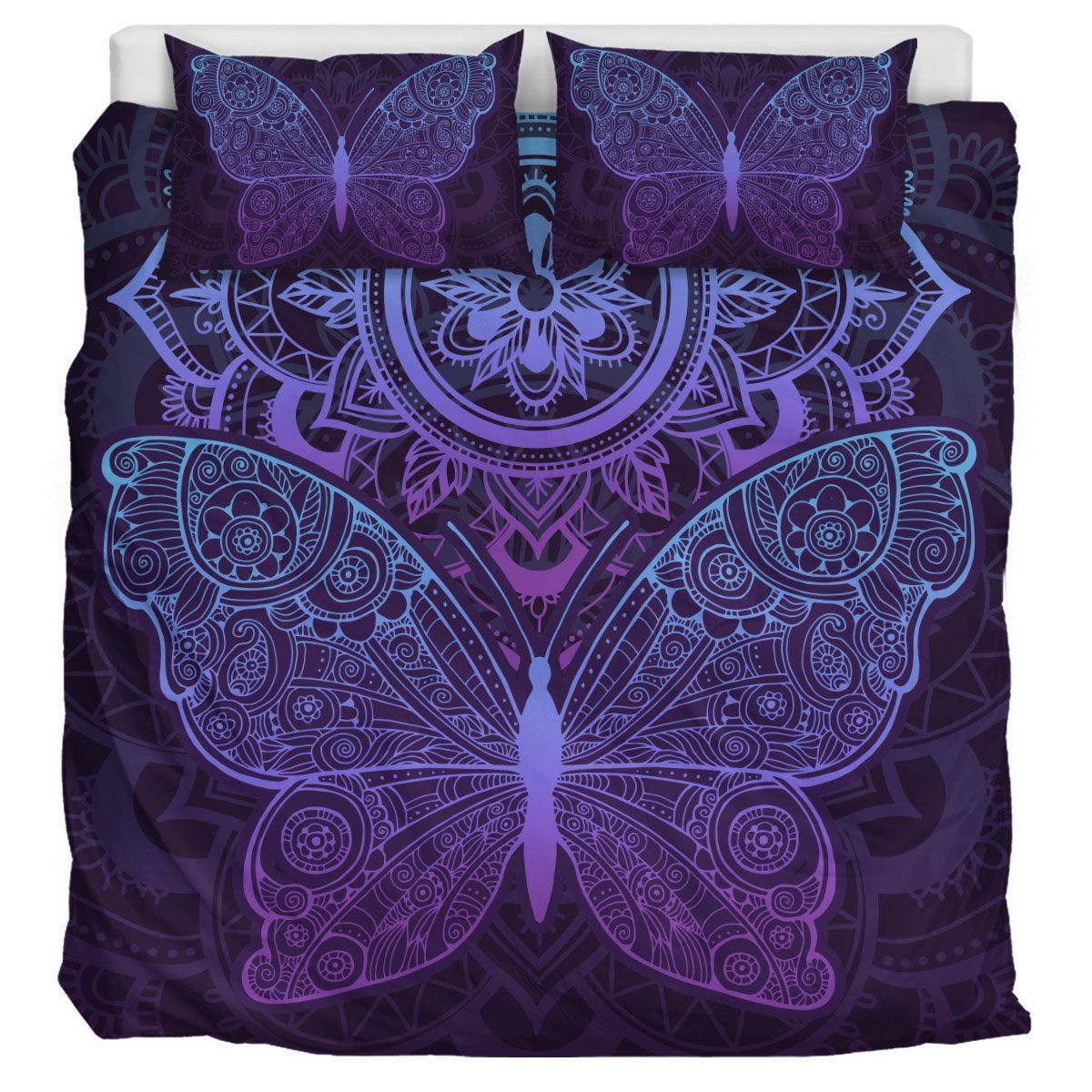 Purple Butterfly Mandala Bedding Set