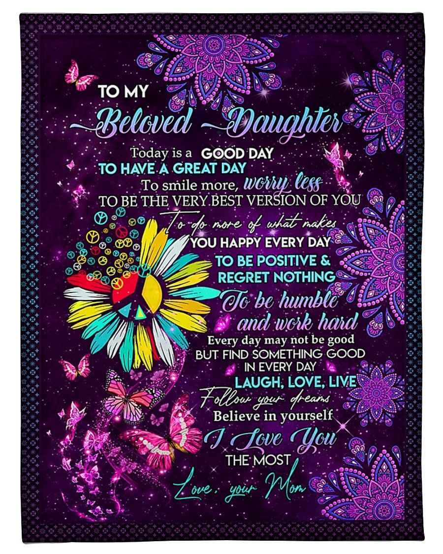 Purple Butterfly Peace Gift For Daughter Fleece Blanket Fleece Blanket