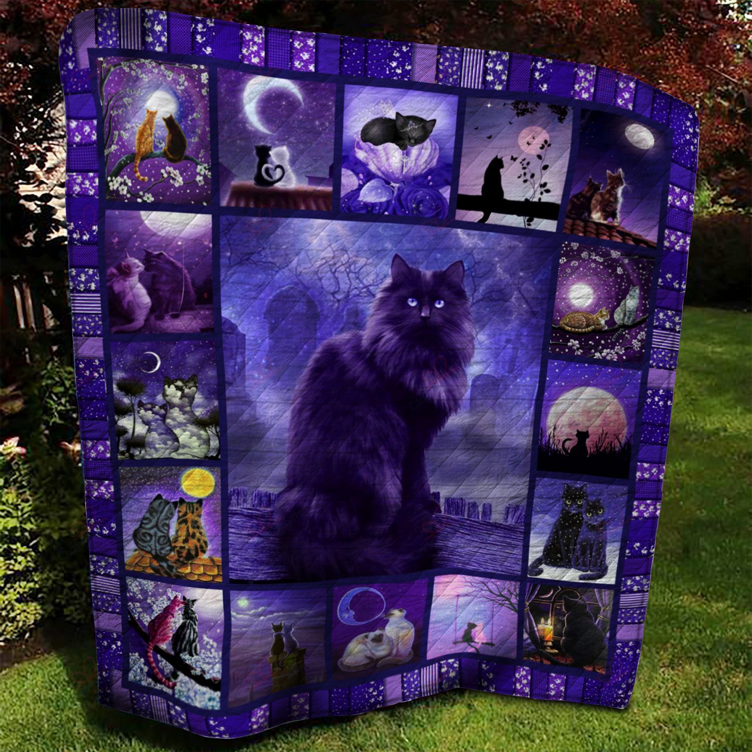 Purple Cat AM2209203CL Quilt Blanket