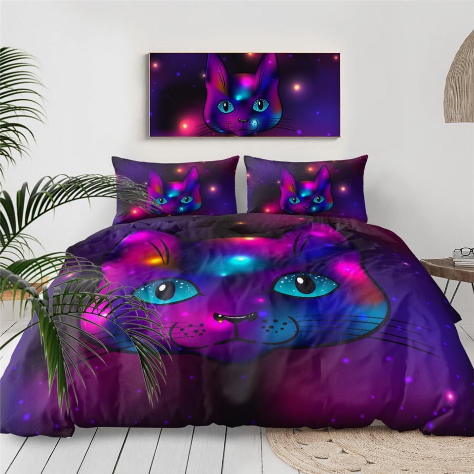 Purple Cat Magical World Bedding Set