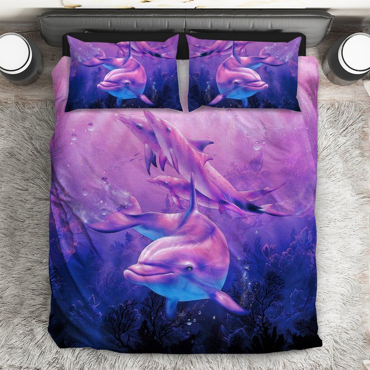 Purple Dolphin Bedding Set