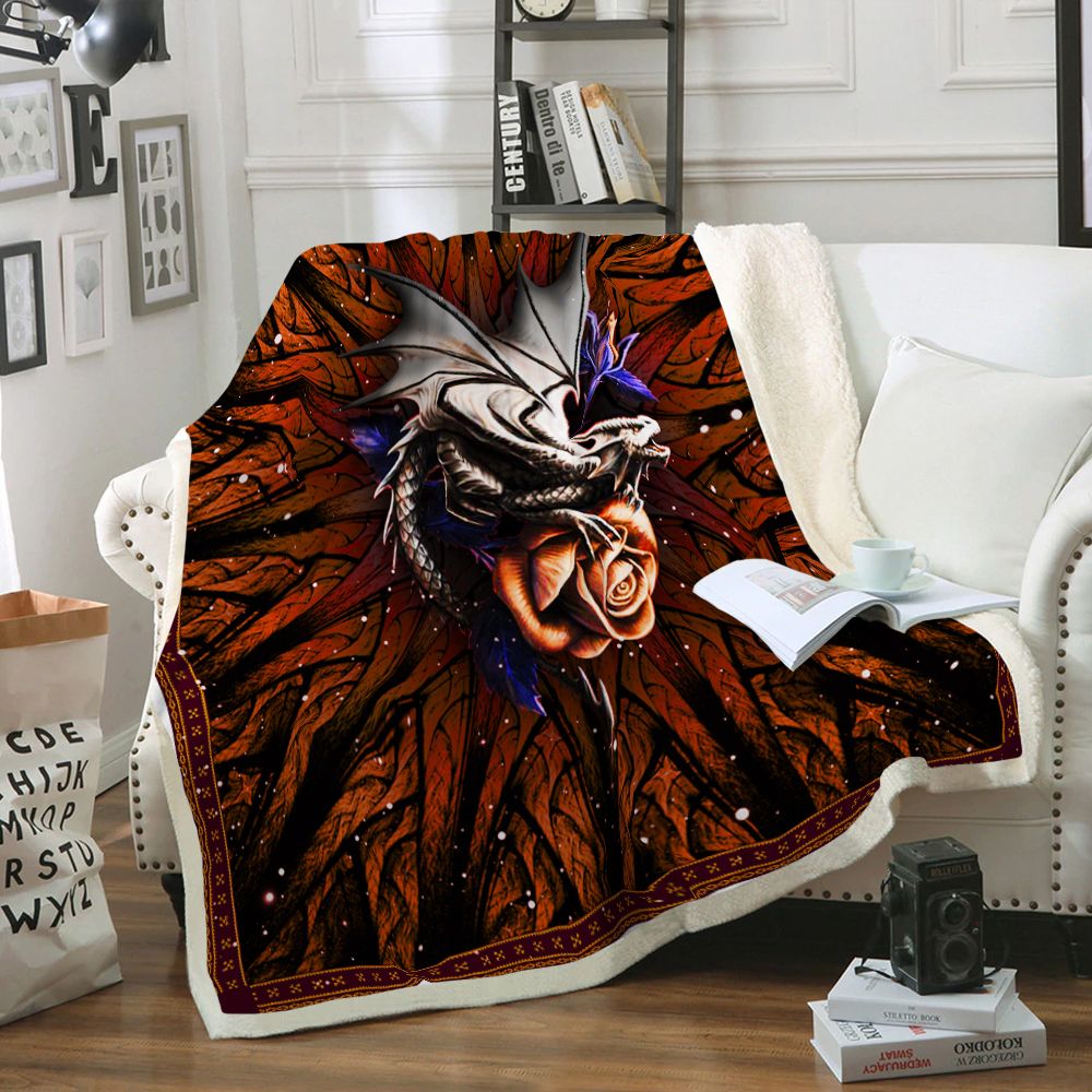 Purple Dragon Sherpa Fleece Blanket