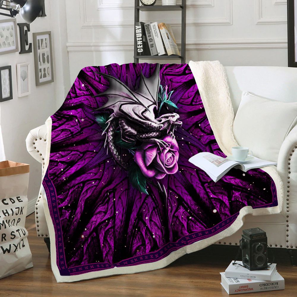 Purple Dragon Sherpa Fleece Blanket