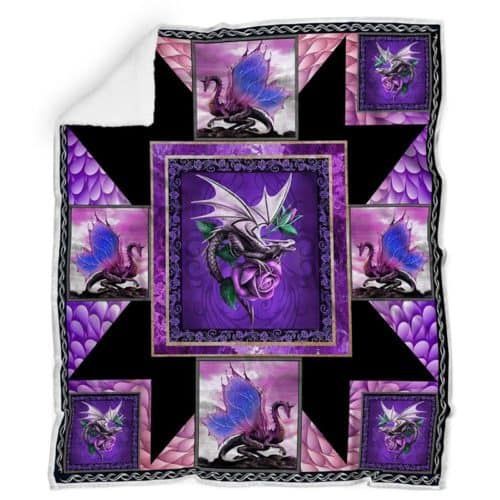 Purple Dragon Sherpa Fleece Blanket