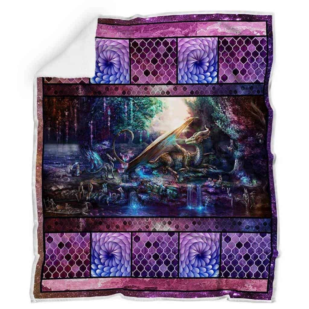Purple Dragon Sherpa Fleece Blanket