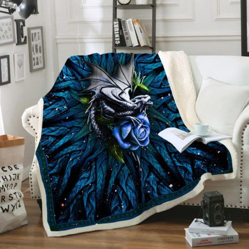 Purple Dragon Sherpa Fleece Blanket