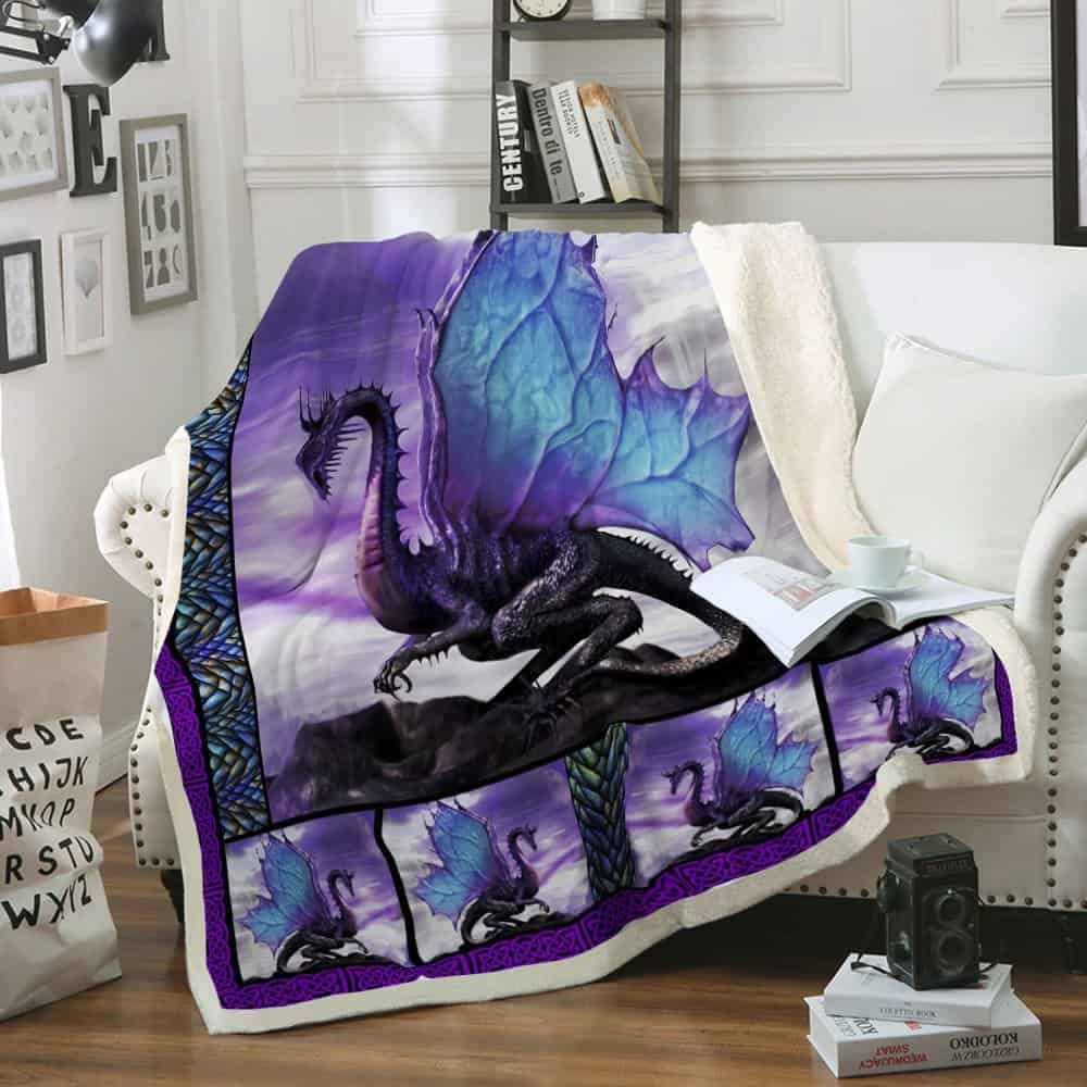 Purple Dragon Sherpa Fleece Blanket