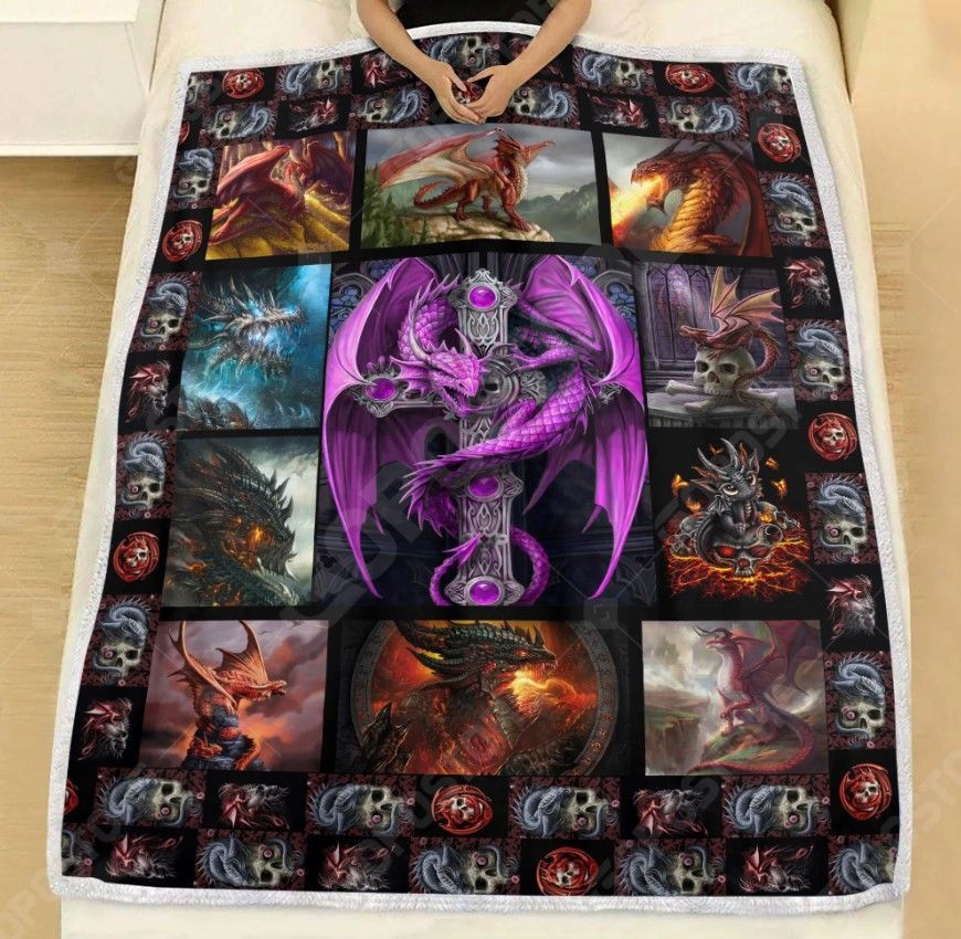Purple Dragon Sherpa Fleece Blanket