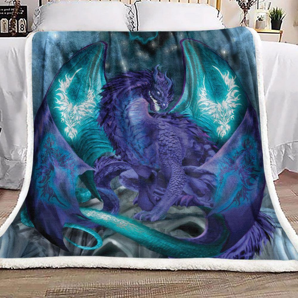 Purple Dragon Sherpa Fleece Blanket