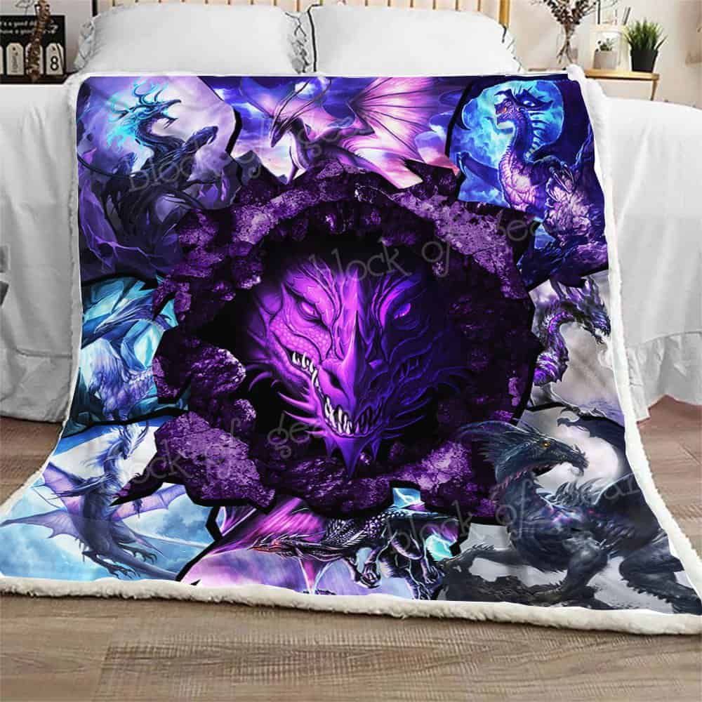 Purple Dragon Sherpa Fleece Blanket