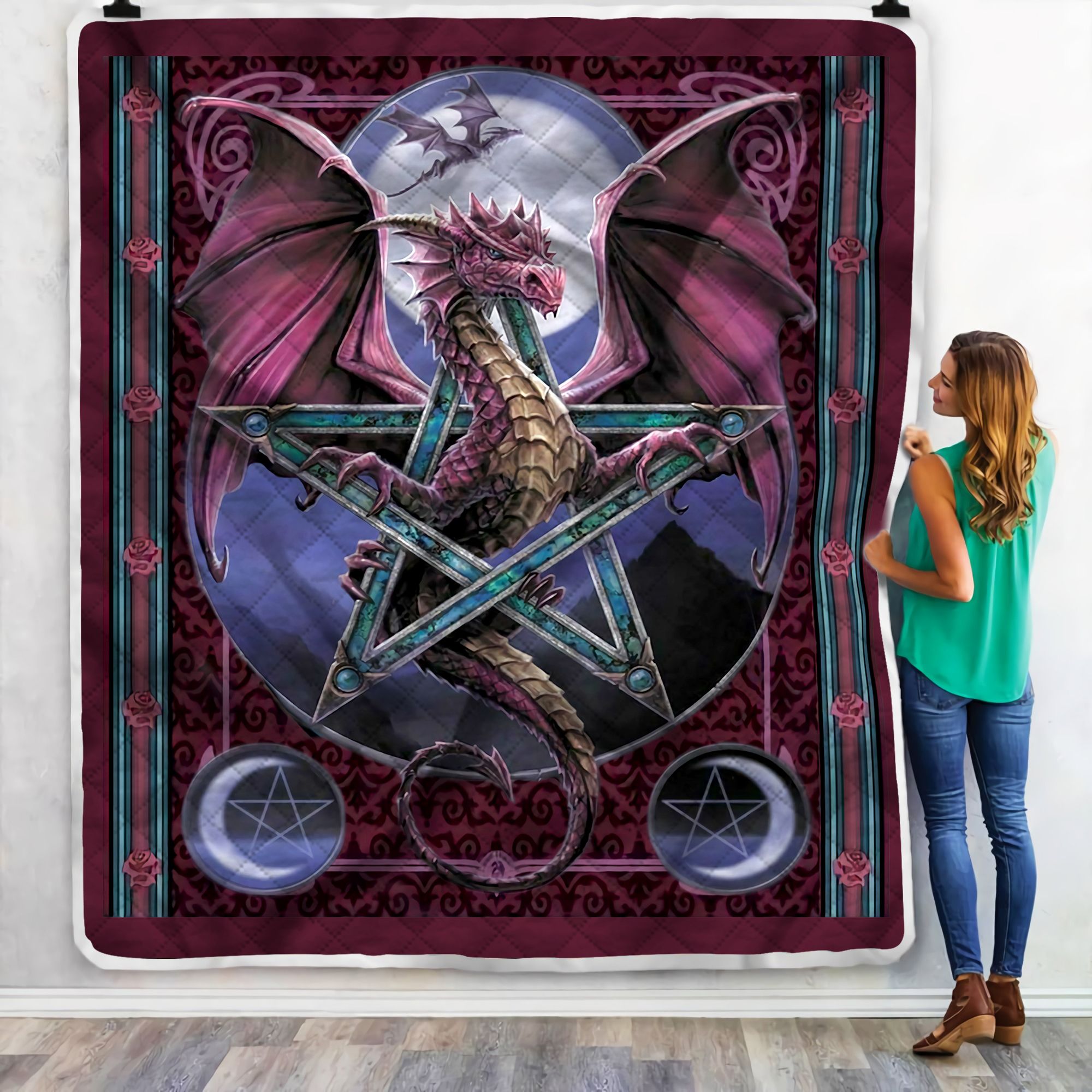 Purple Dragon Fleece Blanket