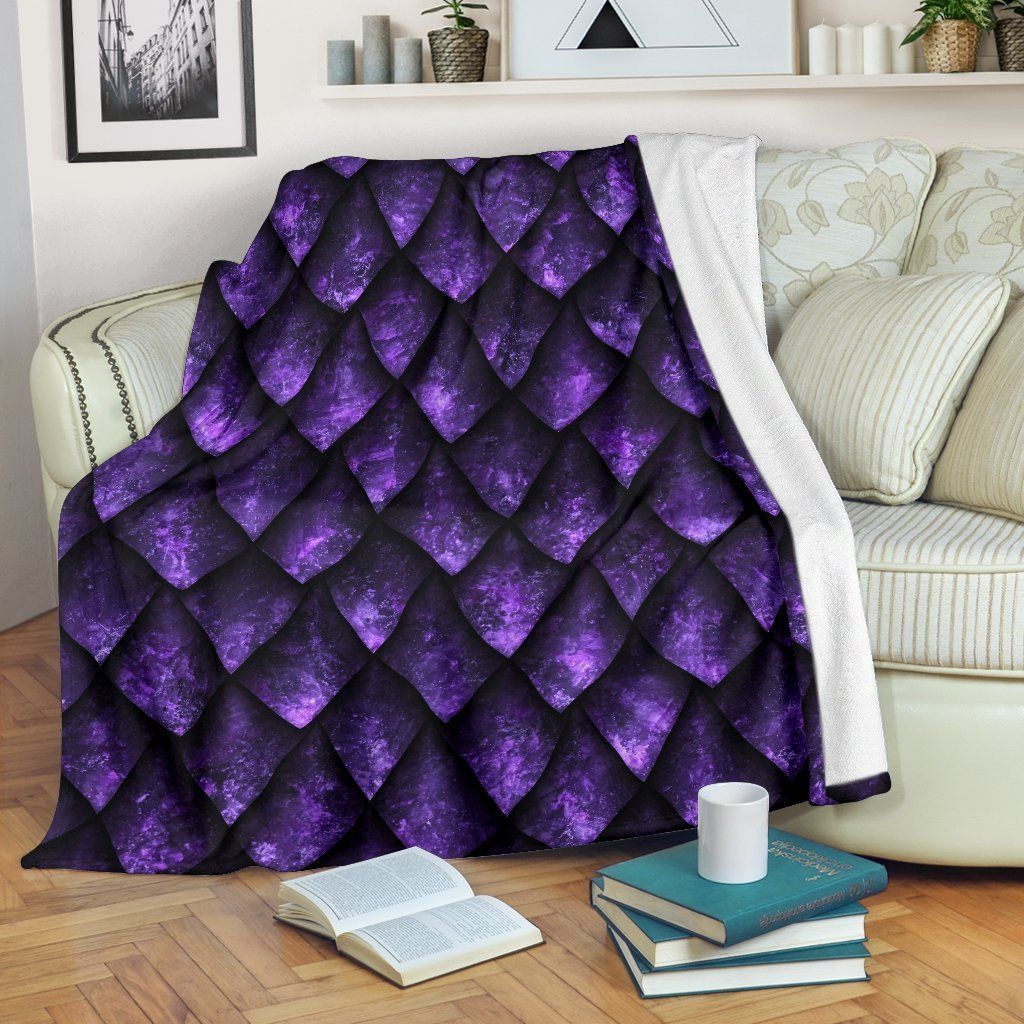 Purple Dragon Scales Sherpa Fleece Blanket