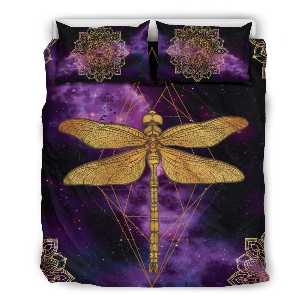 Purple Dragonfly Mandala Bedding Set