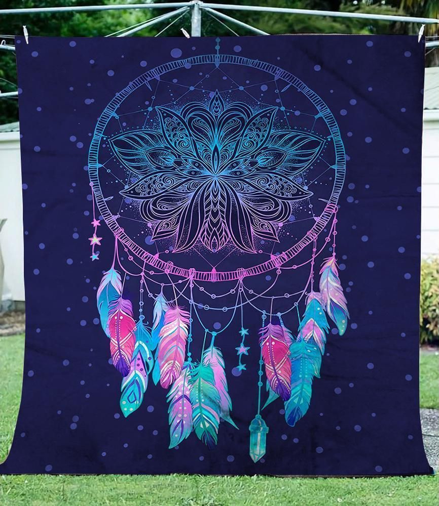Purple Dreamcatcher Sherpa Fleece Blanket