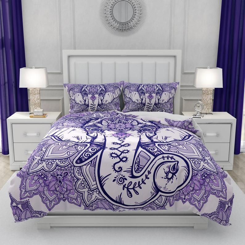 Purple Elephant Mandala Bedding Set