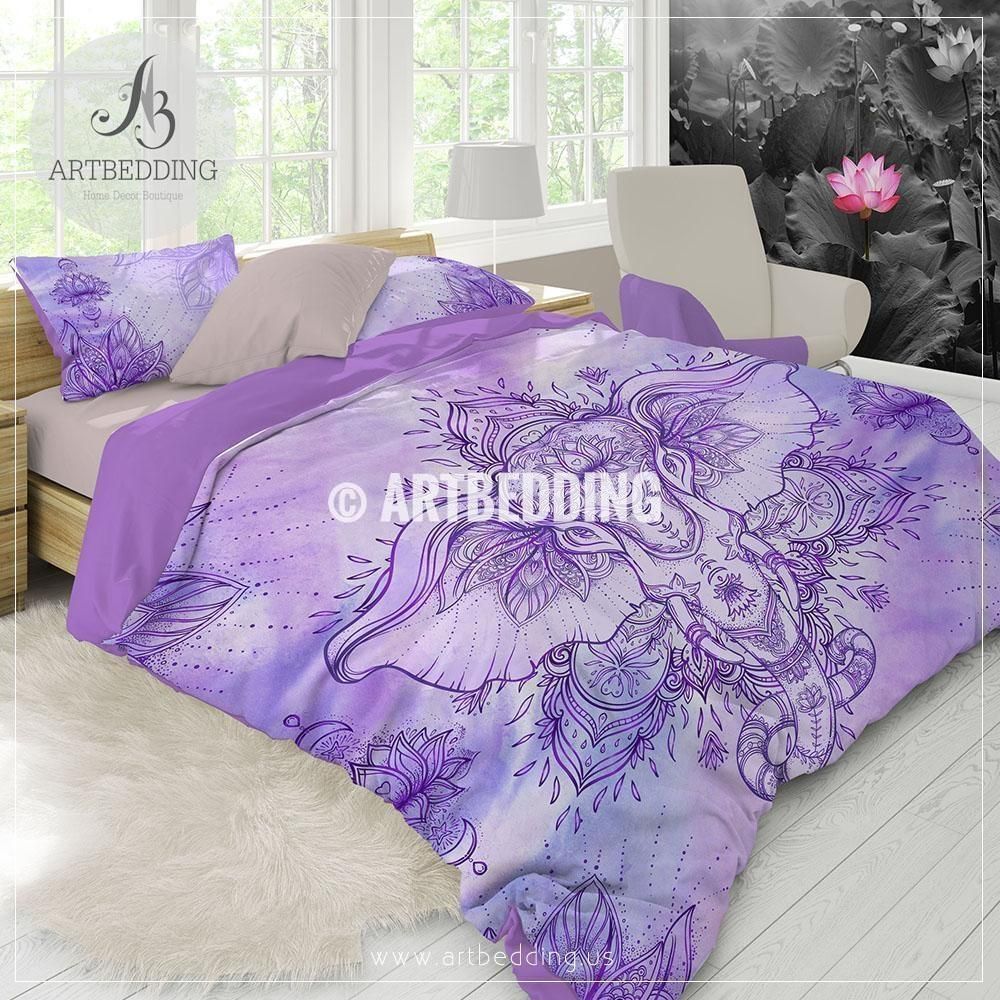 Purple Elephant Mandala Bedding Set