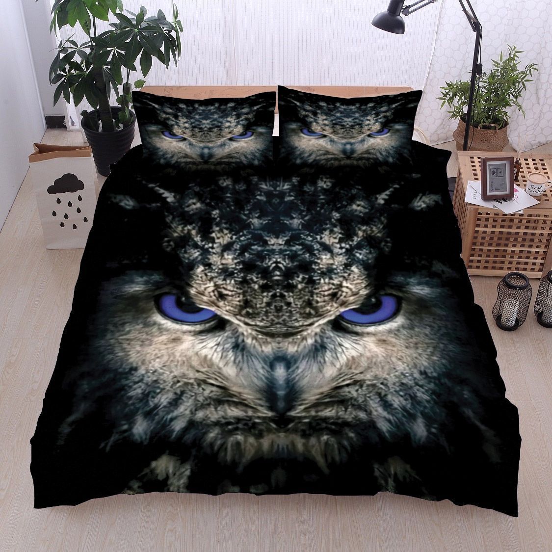 Purple Eyes Owl Bedding Set
