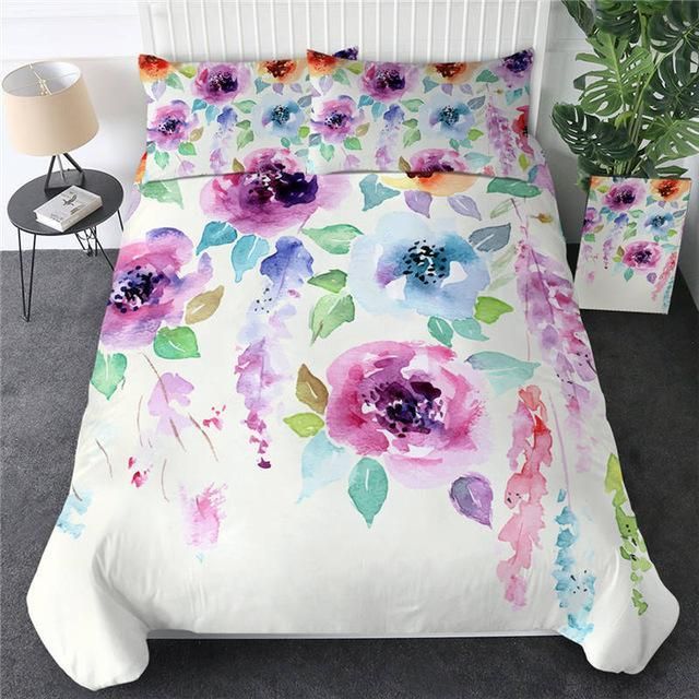 Purple Floral Background Bedding Set
