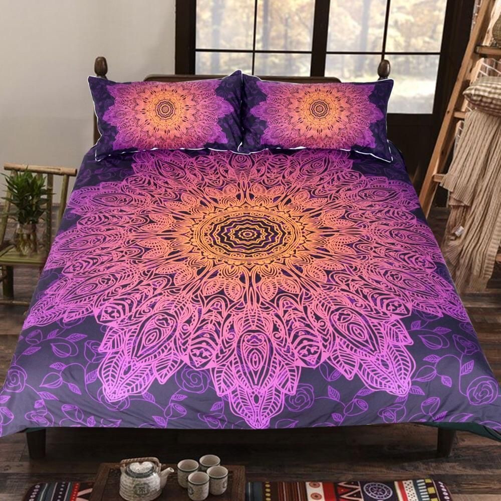 Purple Flower Mandala Bedding Set