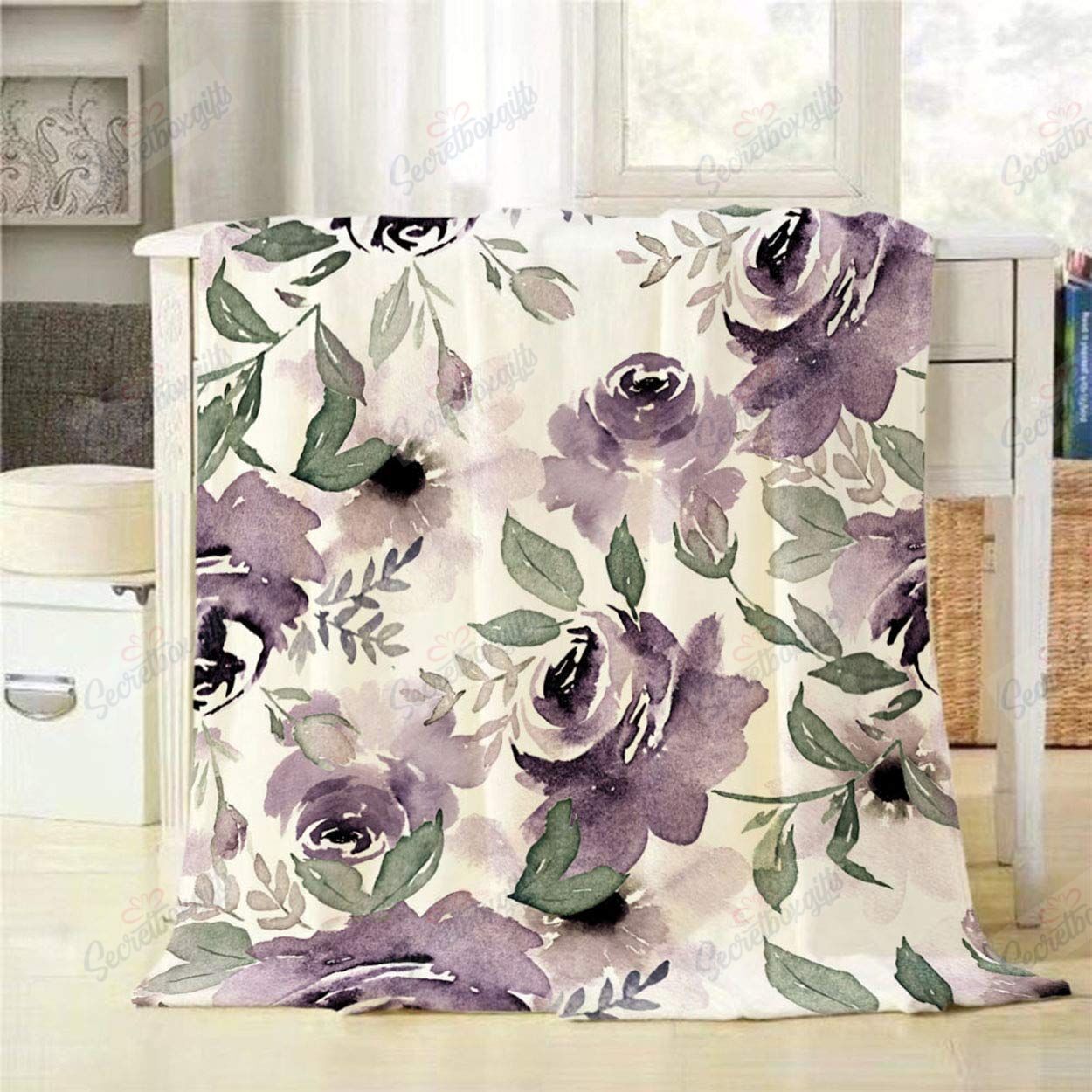 Purple Flowers Fleece Blanket