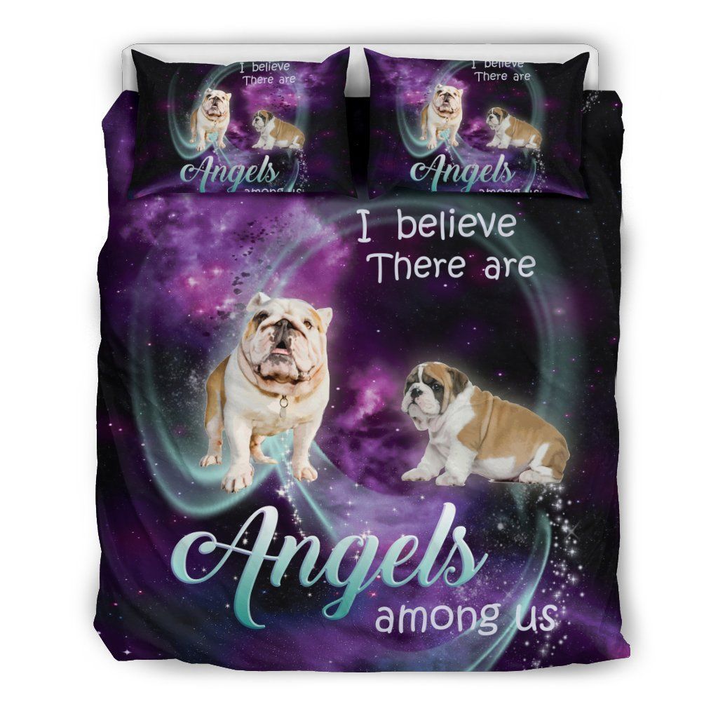 Purple Galaxy Angel Bulldog Bedding Set