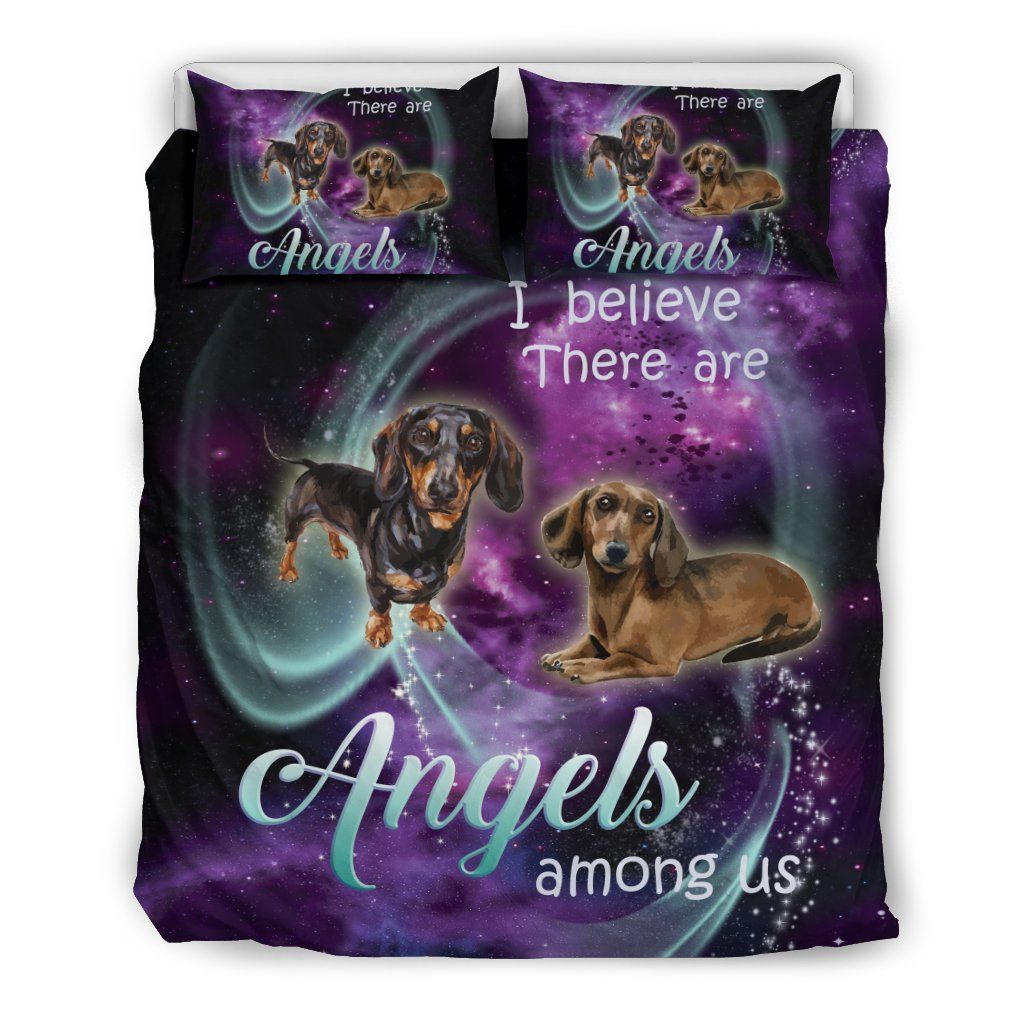 Purple Galaxy Angel Dachshund Bedding Set