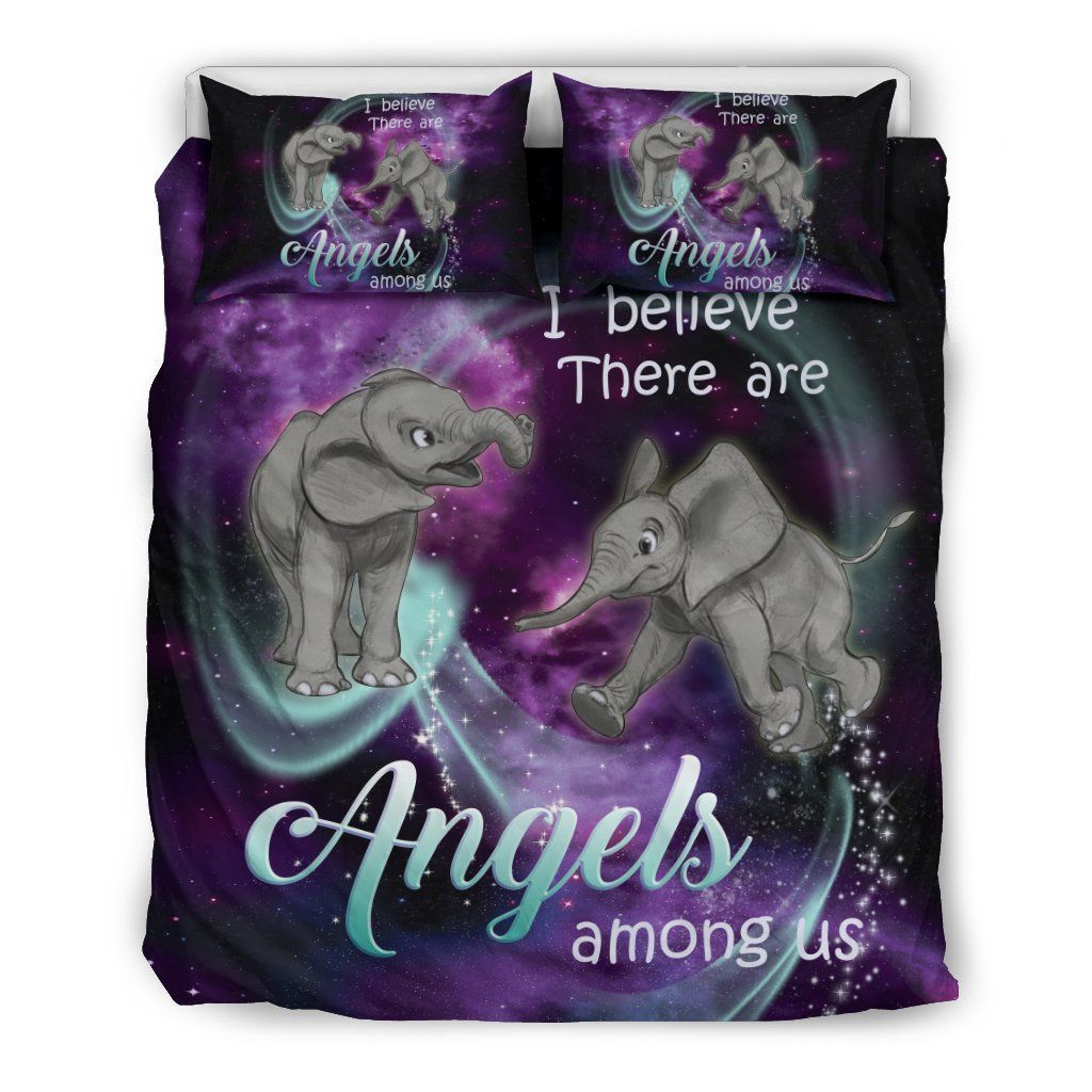 Purple Galaxy Angel Elephant Bedding Set