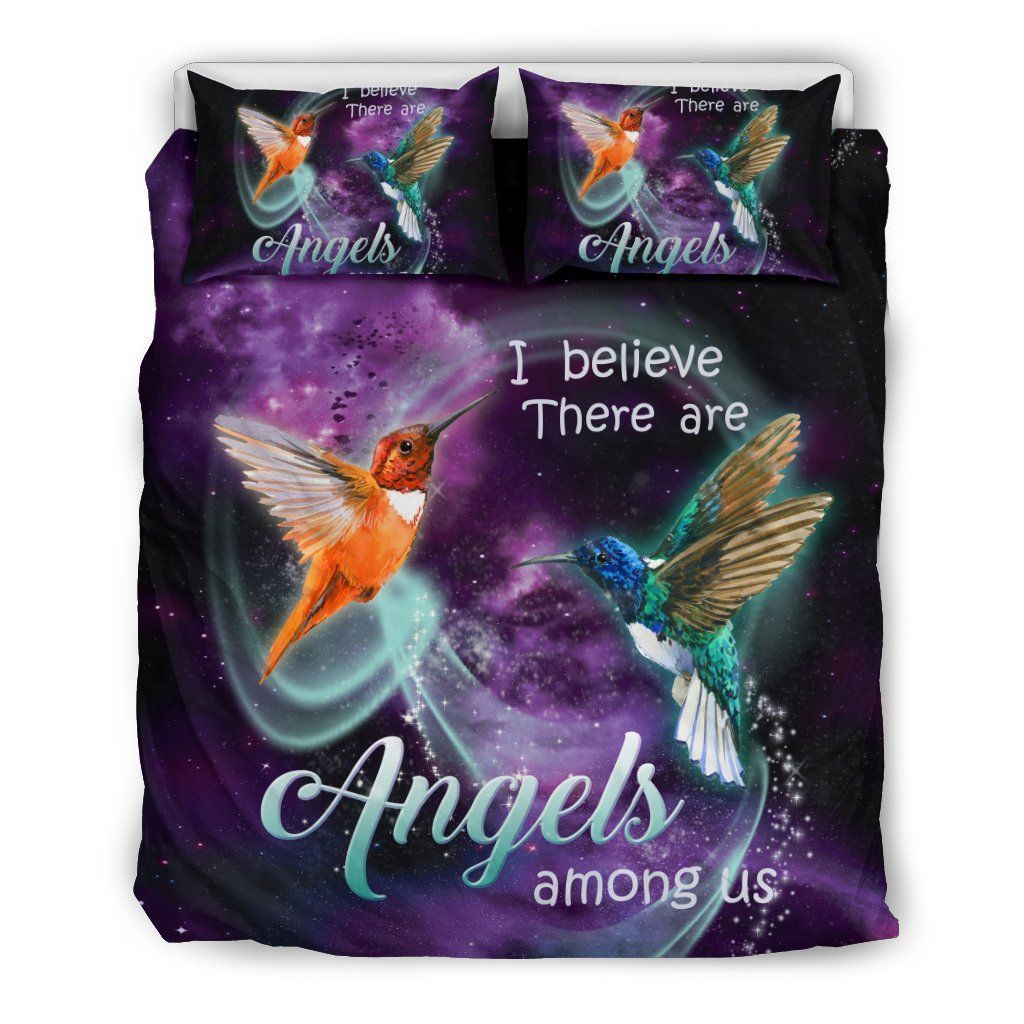 Purple Galaxy Angel Hummingbird Bedding Set