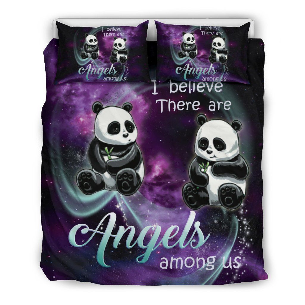 Purple Galaxy Angel Panda Bedding Set