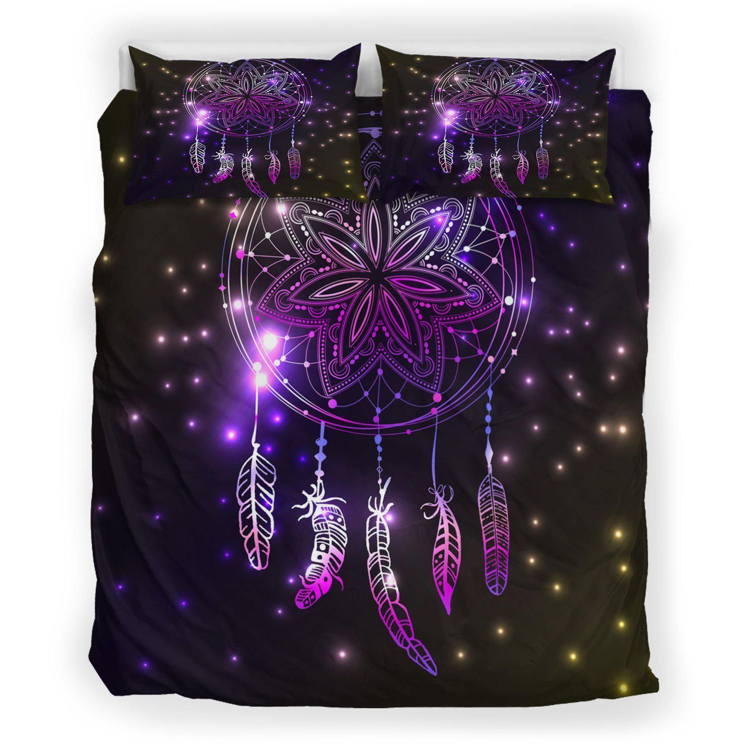 Purple Galaxy Dream Catcher Mandala Bedding Set