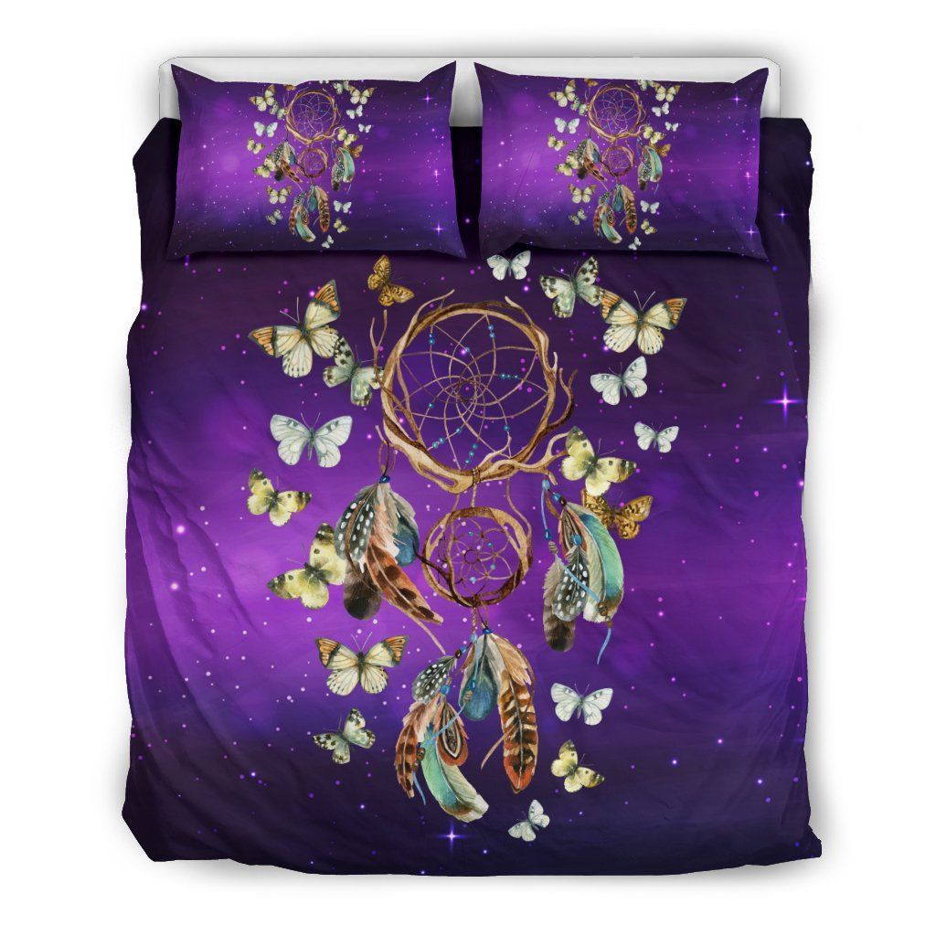 Purple Galaxy Dreamcatcher Butterfly Bedding Set