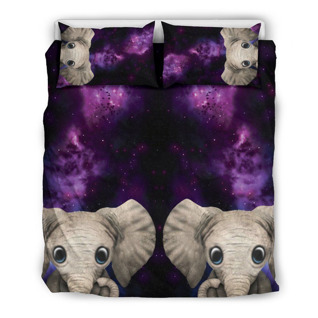 Purple Galaxy Elephant Bedding Set
