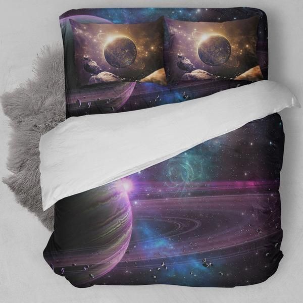 Purple Galaxy Planet Bedding Set