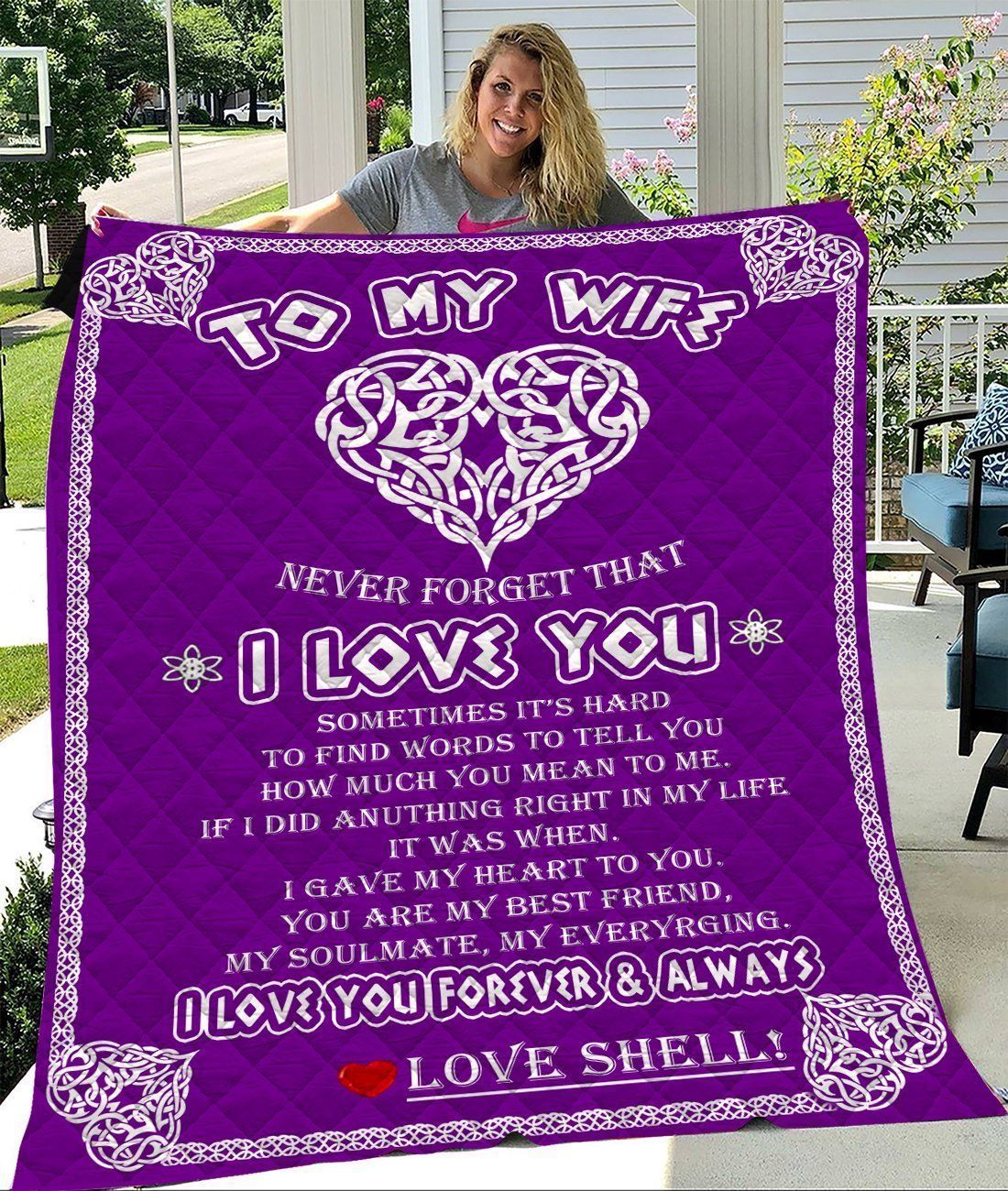 Purple Gift For Wife You Are My Soulmate Quilt Blanket