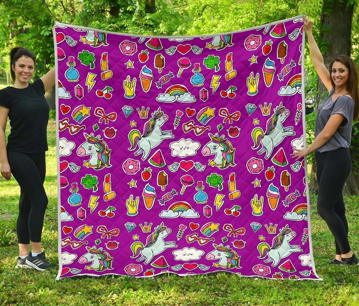 Purple Girly Unicorn CL17100494MDQ Quilt Blanket