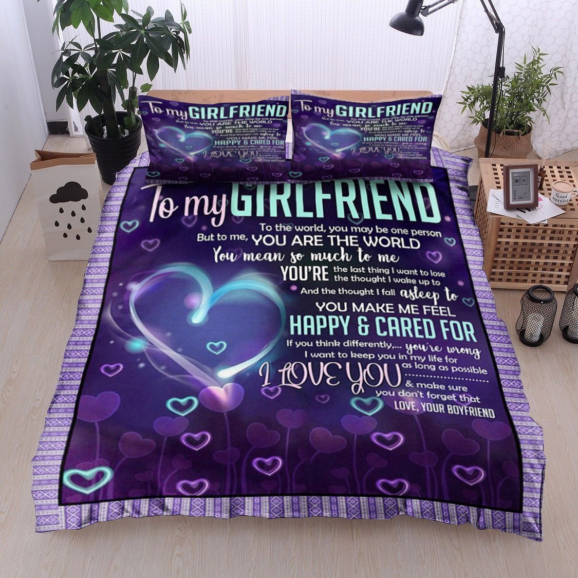 Purple Heart To My Girlfriend Bedding Set