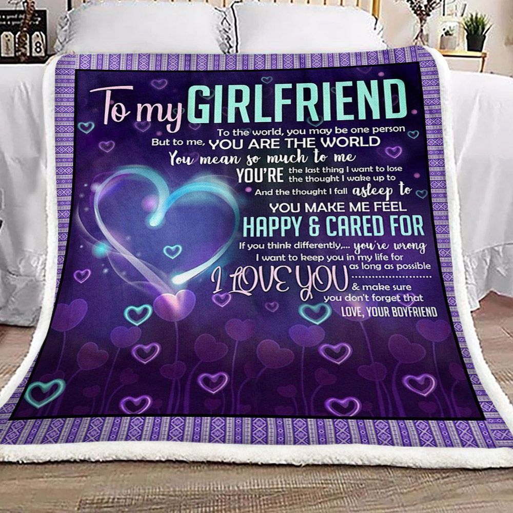 Purple Heart To My Girlfriend Sherpa Fleece Blanket